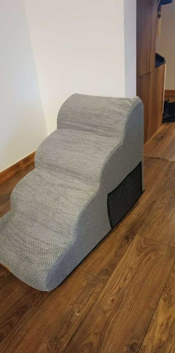 QWORK® Szare schody dla psa, 3-stopniowe, 60x40x40cm