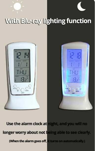 Stacja pogody budzik zegar elektroniczny termometr data led