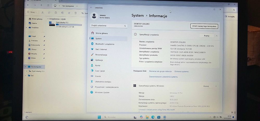 Lenovo Led15,6/FullHD/HD520/Win11pro/4G-LTE/Ram12/256SSD/WiFi/HDMI/Blu