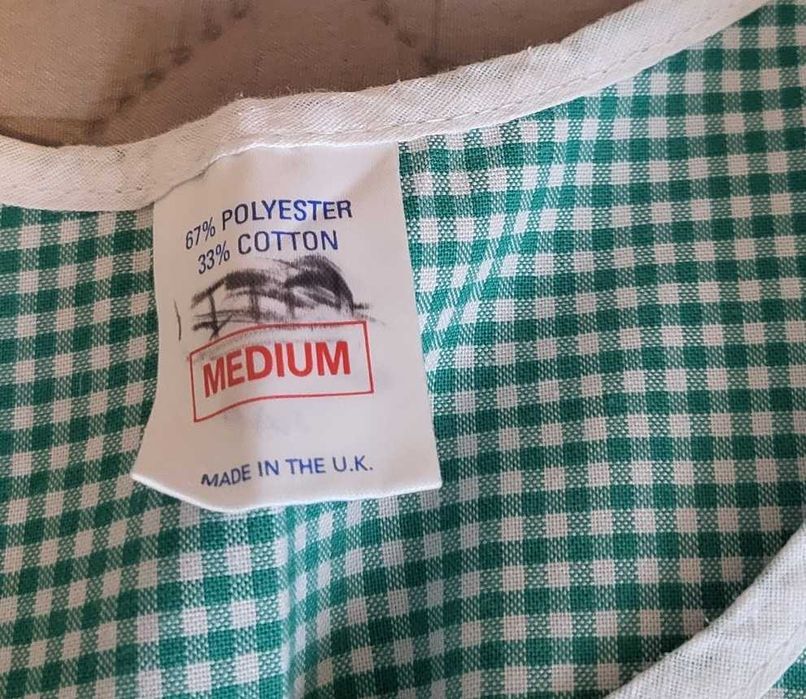 Fartuch w kratkę gingham vintage, zielonym (M)