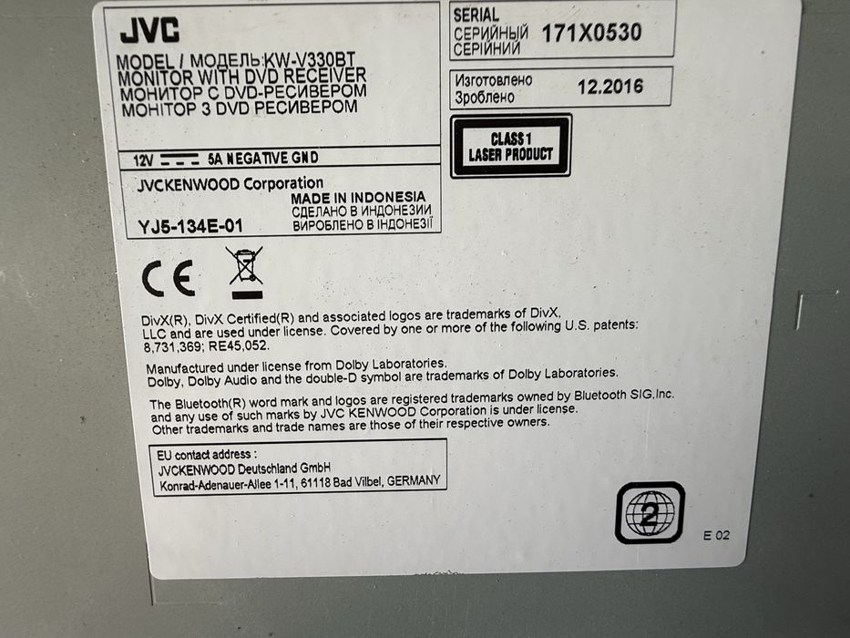 JVC dwudinowe KW-V330BT Super Model