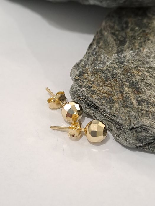 Śliczne złote kolczyki Kuleczki Błyszczące Pr.585 Nowe 0.6 cm