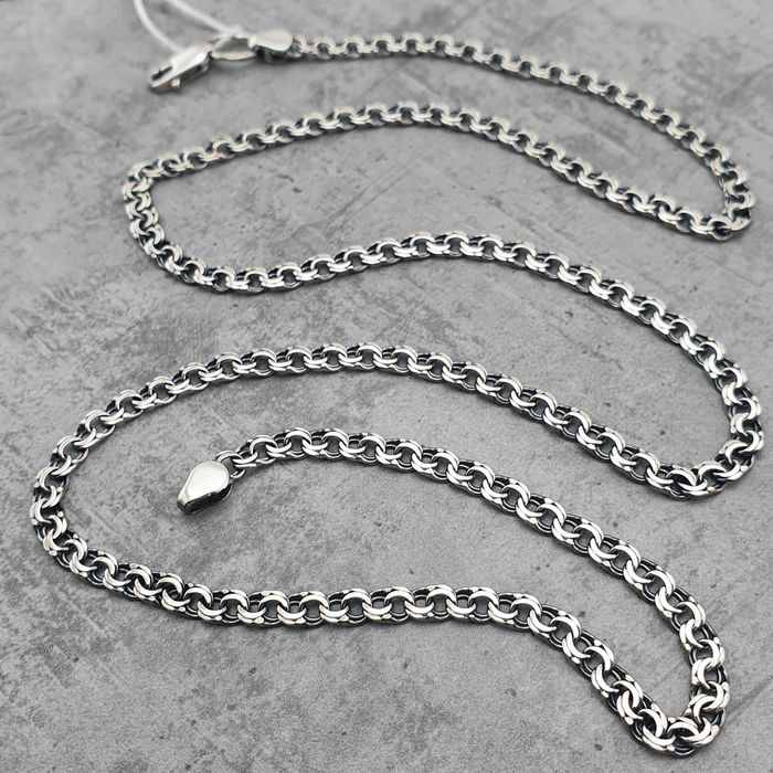 Срібна цепочка Бісмарк. Ширина 3,5 мм. Тонкий ланцюжок на шию. 55 см