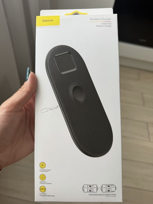 Бездротова зарядка  Baseus Smart 3-in-1 18W для iPhone / Apple Watch / AirPods