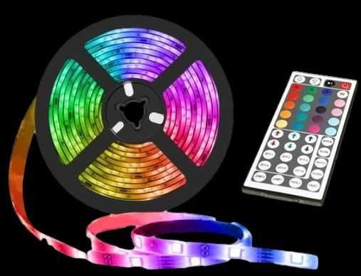 Wodoodporna TAŚMA LED SMD 5050 RGB Zestaw PILOT 5m kolorowa + biała