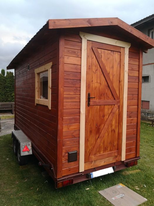 Sauna mobilna na przyczepie samochodowej