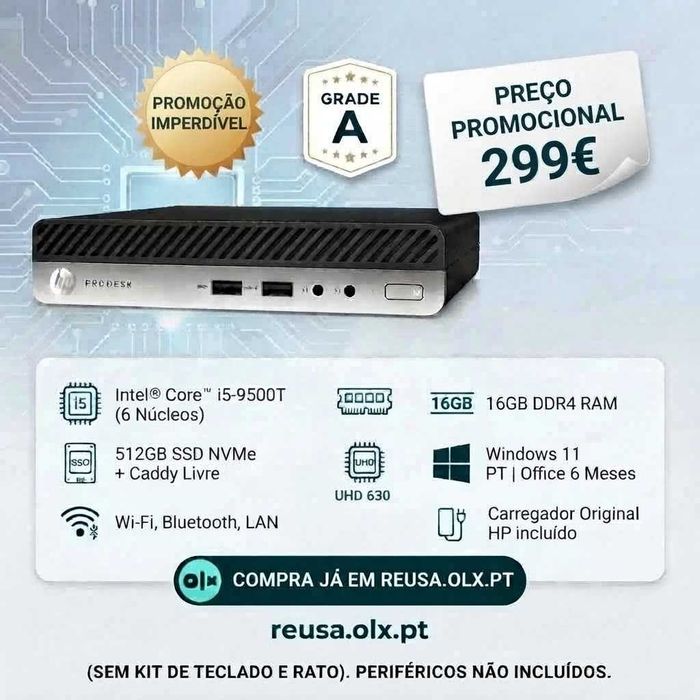 "Vendido!  Mini PC HP ProDesk 400 G5 | i5-9500T | 16GB DDR4 | NVMe 512GB | WiFi | W11