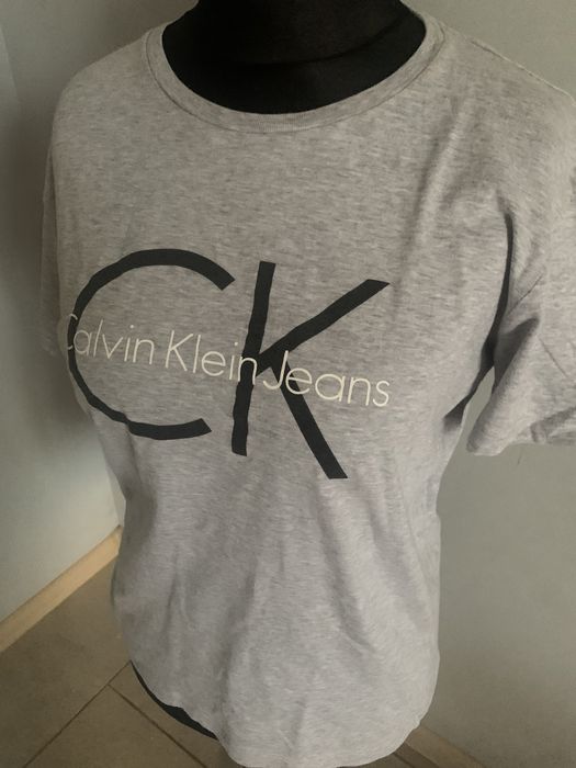 CK Calvin Klein bluzka T- Shirt damska szara r. L, bawełna