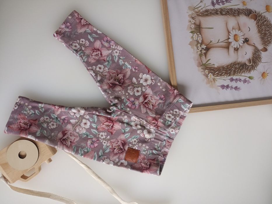 Legginsy kwieciste 74-80 bawełniane