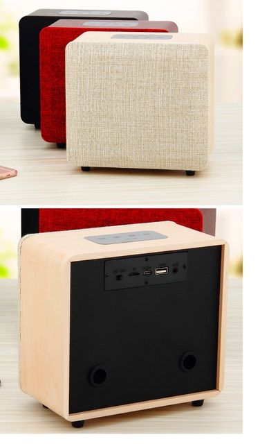 Coluna Som Bluetooth Portátil de Madeira