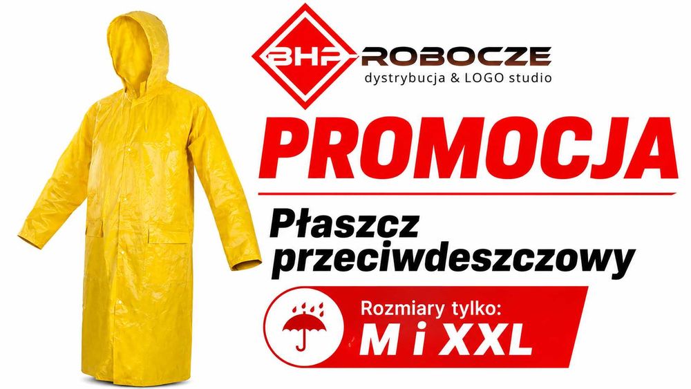 Płaszcz przeciwdeszczowy ŻÓŁTY nylonowy WODOODPORNY mocny PCV Promocja Wyprzedaż