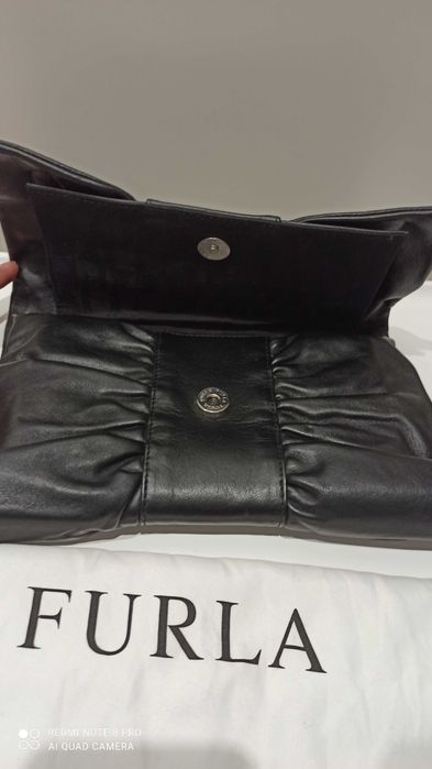 Женский клатч "Furla" Италия (оригинал) черный, кожа.