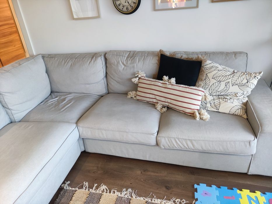 Sofa canto kivik cinzento 5 lugares