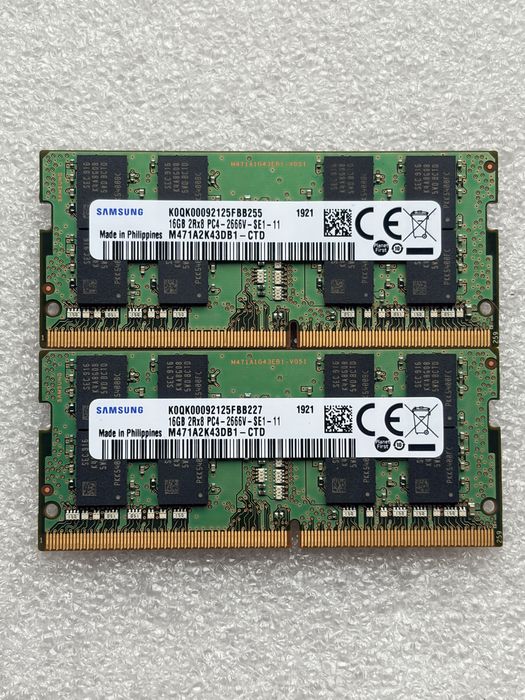 32GB SAMSUNG 2x16GB 2Rx8 PC4-2666V , M471A2K43DB1-CTD