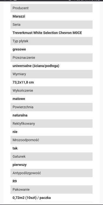 Płytki MARAZZI - Treverkmust White Selection Chevron M0CE - 42,48 mkw