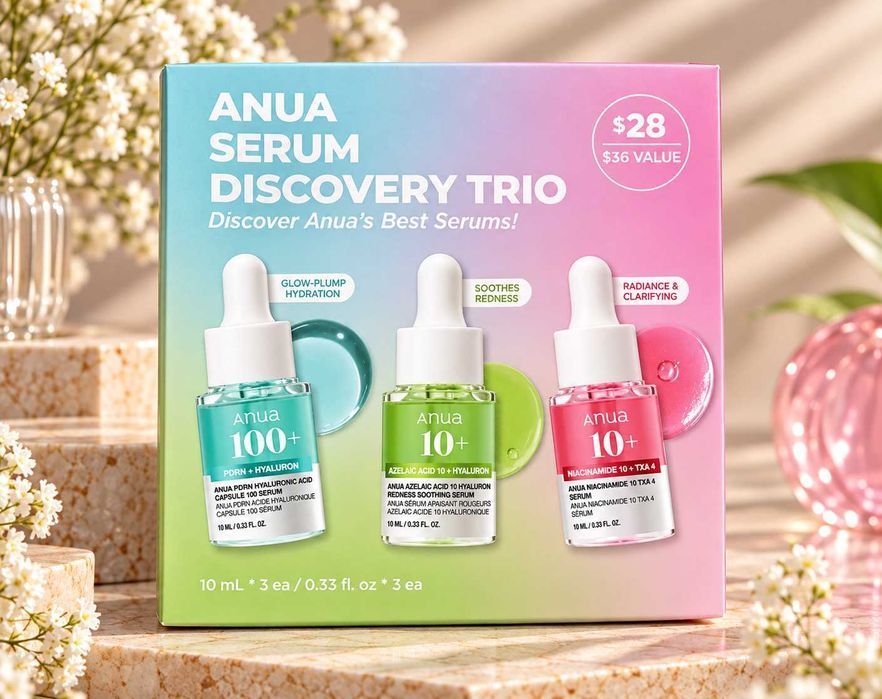 Набір міні-сироваток Anua Serum Discovery Trio 3×10 мл / PDRN / азелаїнова кислота / ніацинамід 10% + TXA 4% / оригінал