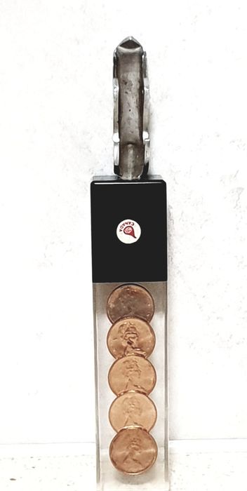 Abre caricas / garrafas canadiano vintage em resina com moedas