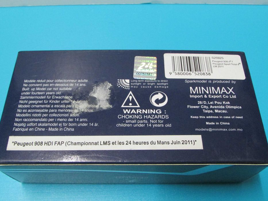 Peugeot 908 #7 - 24h Le Mans 2011 - Spark 1/43