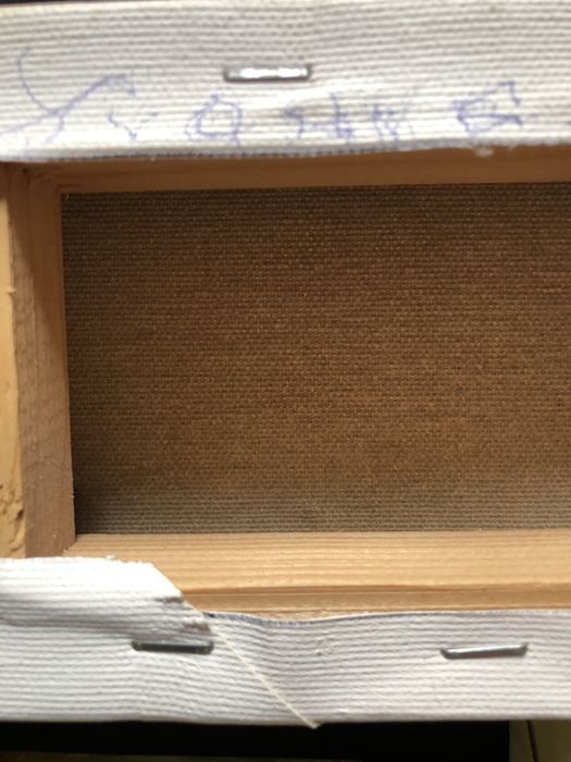 Quadro Tela Yvone Original Assinado Motivo “Paisagem Riacho e Casa”