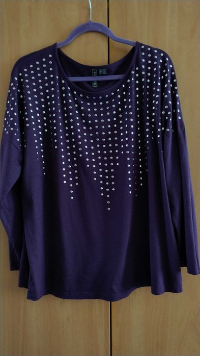 Bluzka z bawełny fioletowo-srebrna Bon Prix 44/46