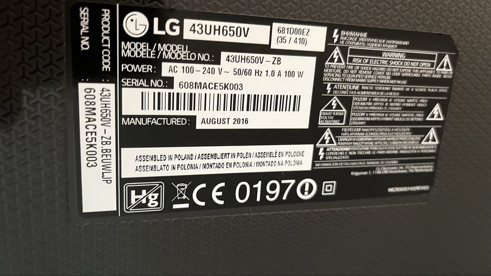 LG SmartTv Ultra-HD 43UH650V
