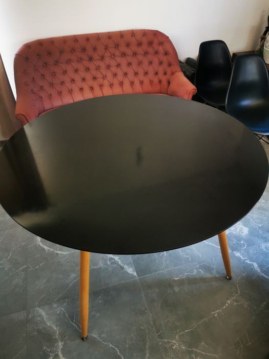 stół do kuchni okrągły czarny 120cm