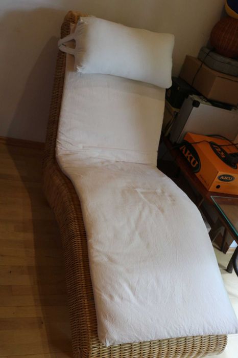 Fotel relaksacyjny, leżanka, szezlong, wiklinowy