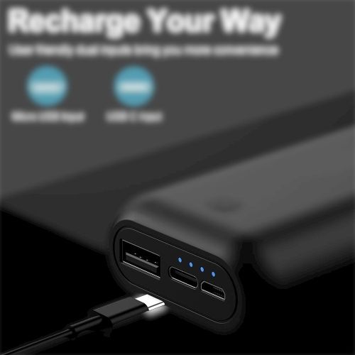 POWERBANK 10000 mAh Power USB Czarny Kabel Przenośny Kieszonkowy Mini