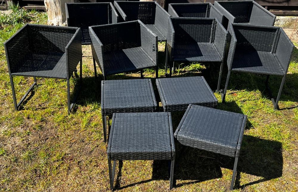 Meble ogrodowe, krzesła ogrodowe, metalowy stelaż stołu, stół ogrodowy