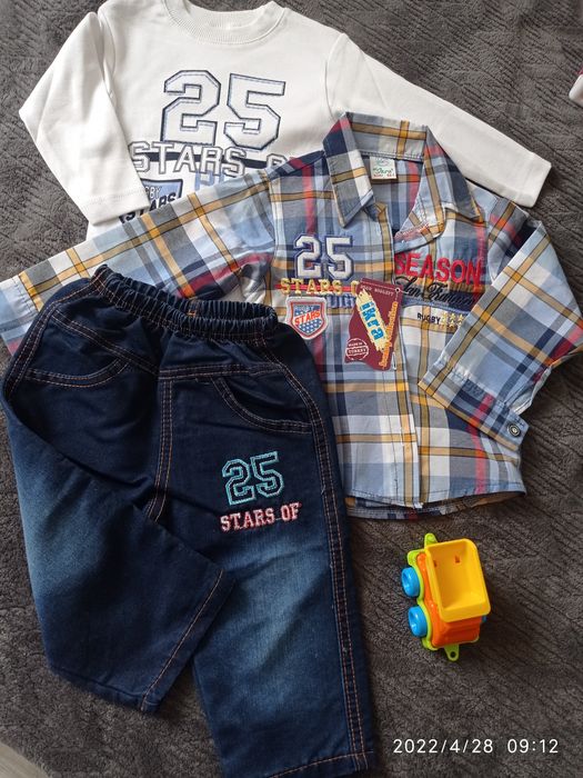 Костюм новий тройка на хлопчика  на 1 рік/ 80см рубашка,джинси,кофта