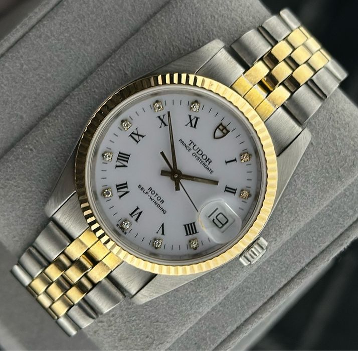 Tudor Prince Oysterdate 74033 White Roman Diamond Factory Dial