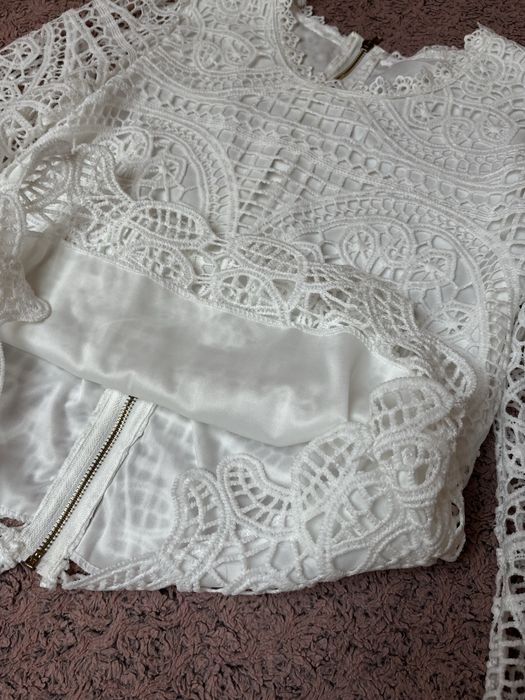 Elegancka bluzka ażurowa biało- kremowa