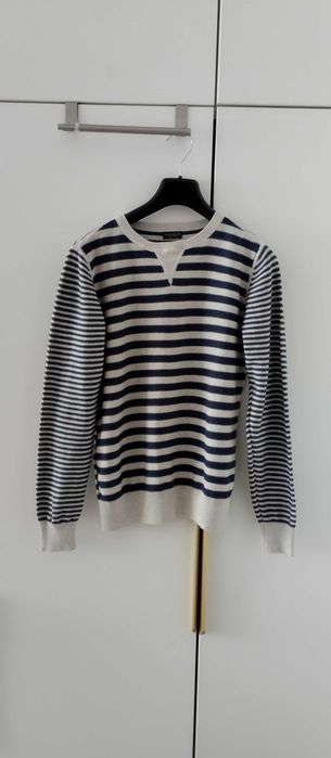 Sweter dla chłopca w paski beżowy r. 140 Next