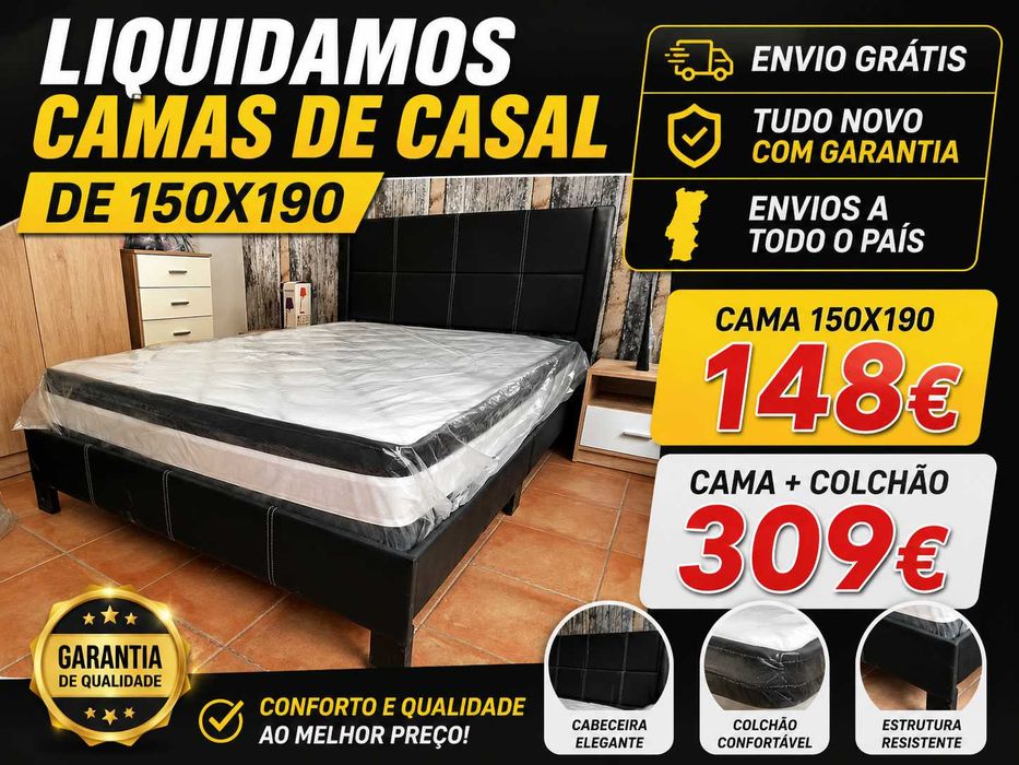 LIQUIDAMOS Cama Casal 150x190 com Cabeceira Nova Envio Gratuito Paga na Entrega