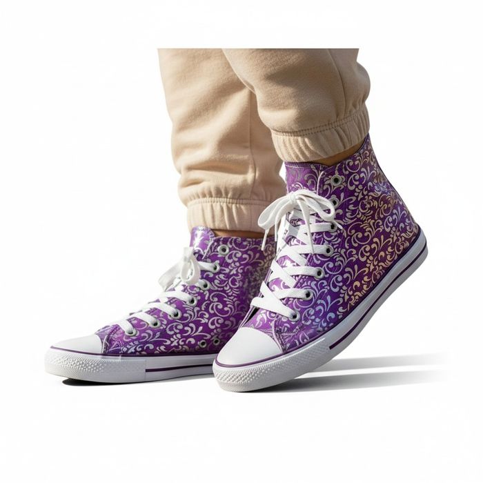 Damskie trampki wysokie fioletowe we wzory buty sportowe 6644 rozm. 37