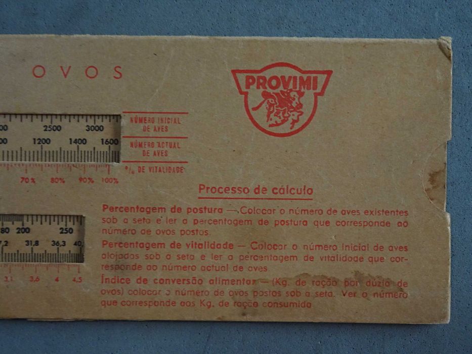 Antiga régua para processo de cálculo da produção de ovos - da Provimi