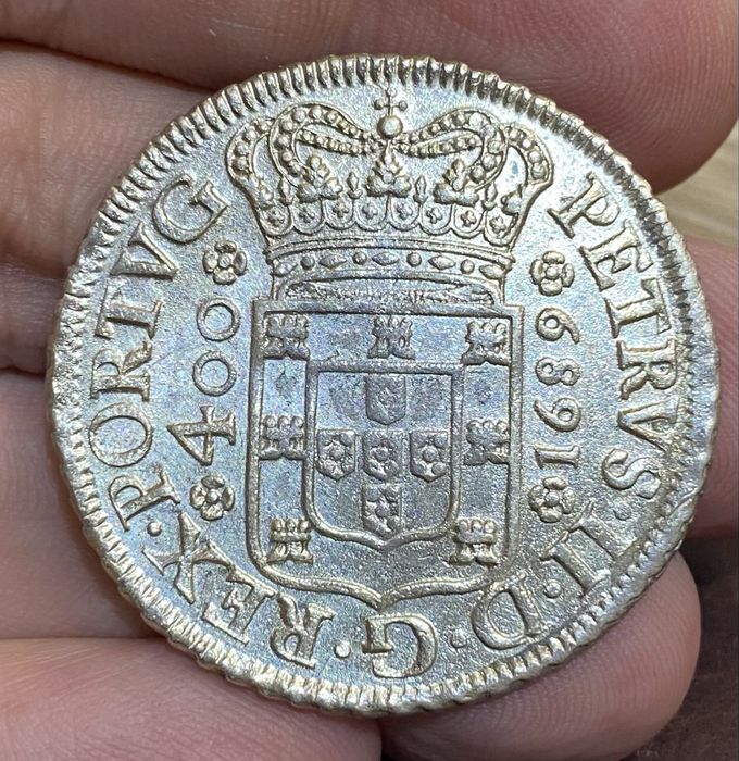 Cross Coin. 480 Reis D PEDRO II - 1689