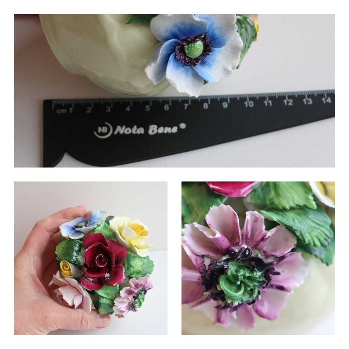 Винтажная фарфоровая композиция цветы в вазе kew royal англия, 1970-е