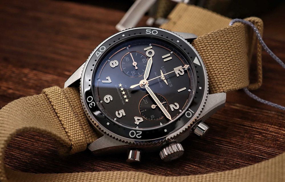 Longines Spirit Flyback Chronograph COSC Chronometer NATO L3.821.4.53.9 Pilot Sportowy Zegarek Męski