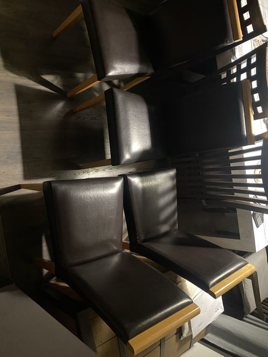 Krzesła stołowe Ikea 4 szt.drewno/skóra synteczyna brąz