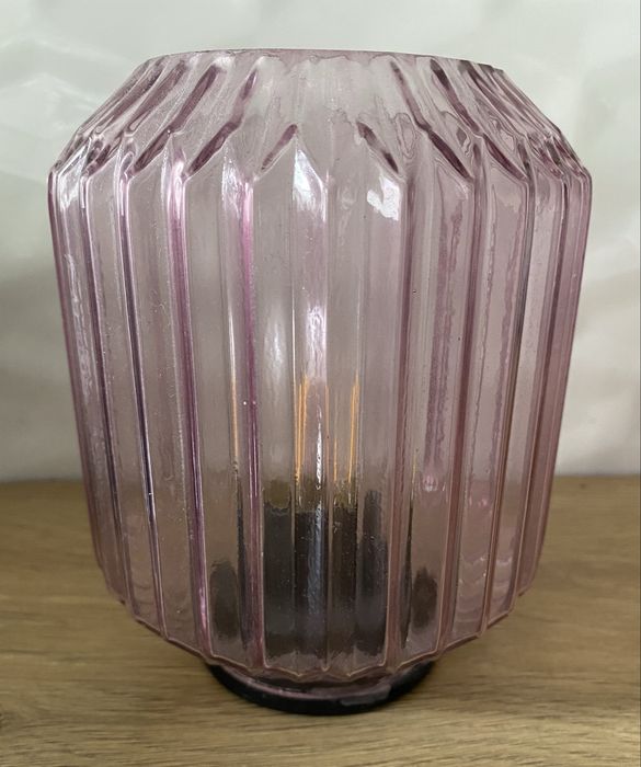 Wrzosowa mała lampka szklana na baterie lampion