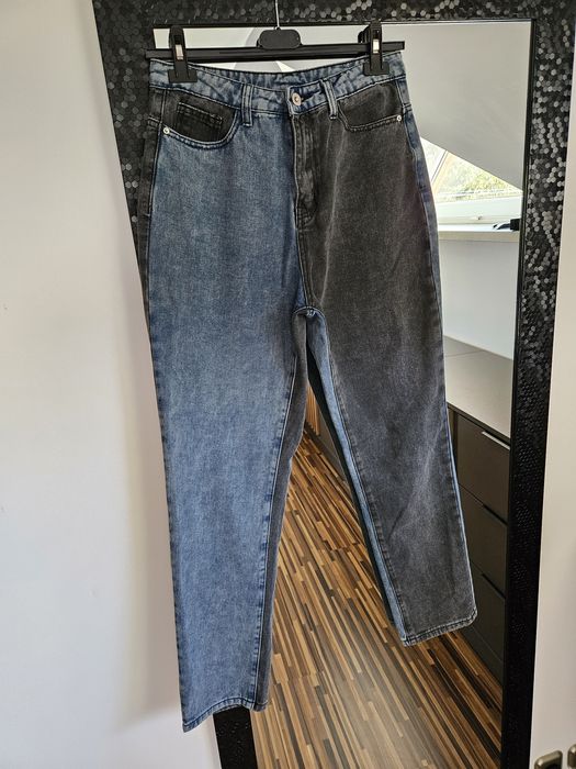Jeansy dwukolorowe mom fit Shein
