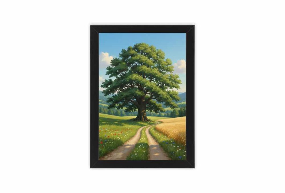 Zestaw obrazów w ramkach 4xA4 "Cztery Pory Roku" | Rustykalny, Olejny