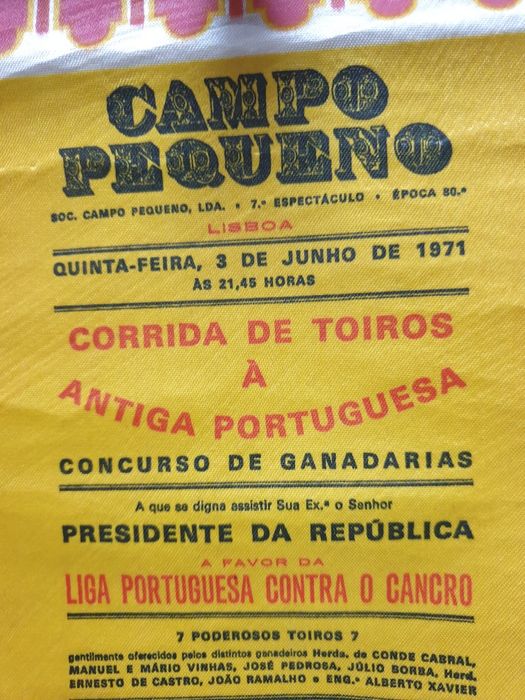 Tauromaquia: Rolo de programa de corrida de Touros Campo Pequeno 1971