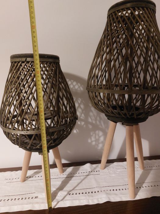 Castiçal castiçais candeeiro vime artesanato vintage