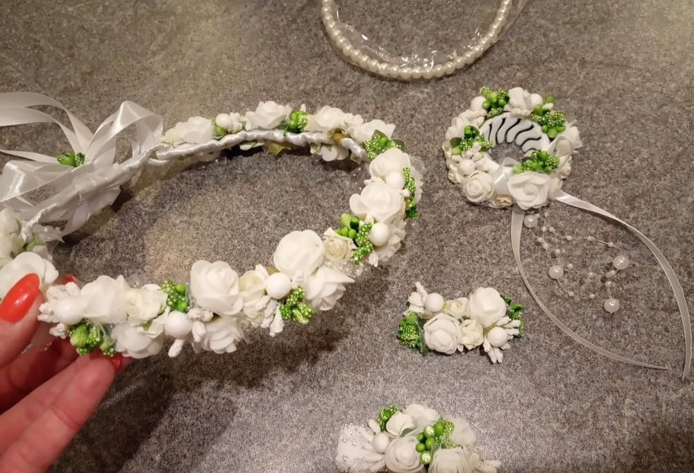 Sukienka komunijna komplet 10 elementów  Komunia buty wianek rękawiczk