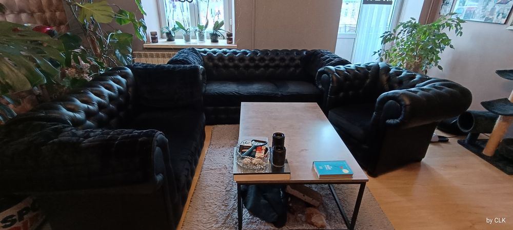 Sofy Chesterfield 1+2+3, pokrowce, solidna konstrukcja, do renowacji