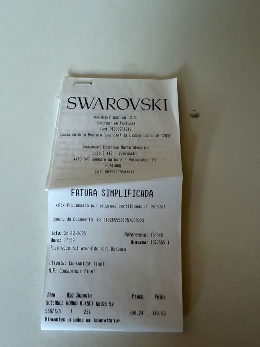 Anel Swarovski Created Diamonds - Novo