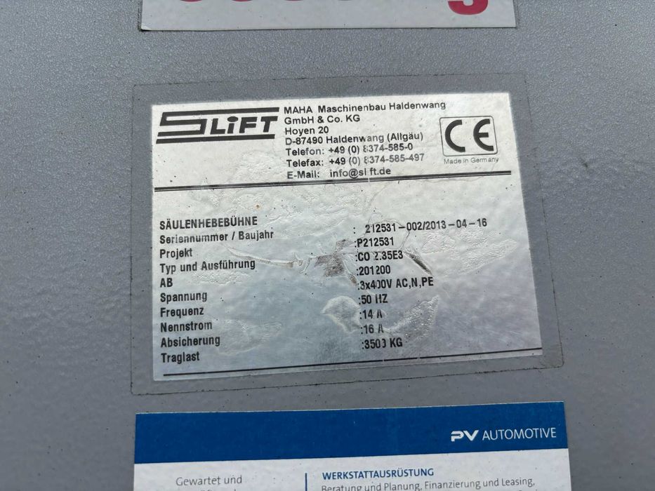 Podnośnik Dwukolumnowy Kolumnowy Warsztatowy SLIFT PV MONOCHROM 3.5T