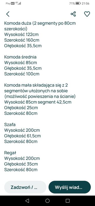 Meble zestaw łóżko szafa komoda